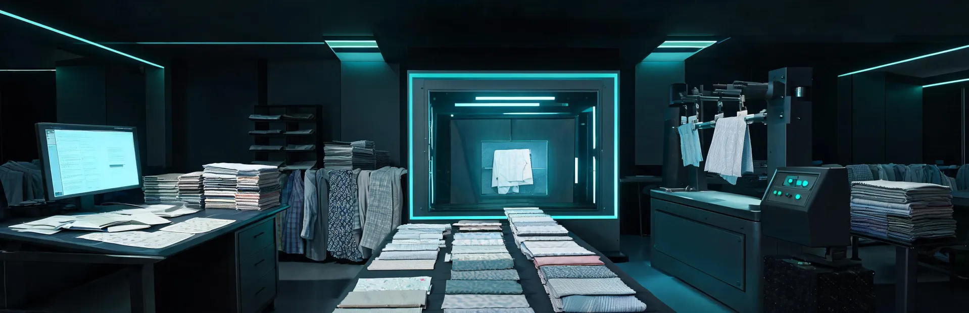 Shirting fabric sampling workflow in a textile laboratory